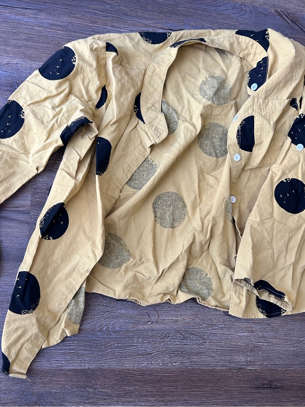 Women’s Mustard Polka Dot Lightweight Button Up